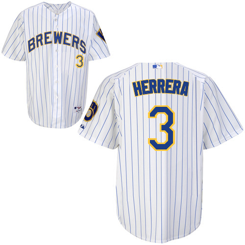 Elian Herrera #3 Youth Baseball Jersey-Milwaukee Brewers Authentic Alternate Home White MLB Jersey